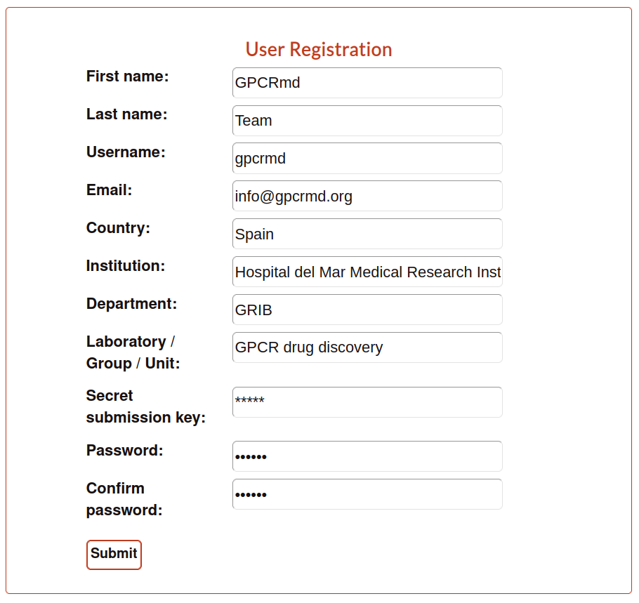 GPCRmd register page